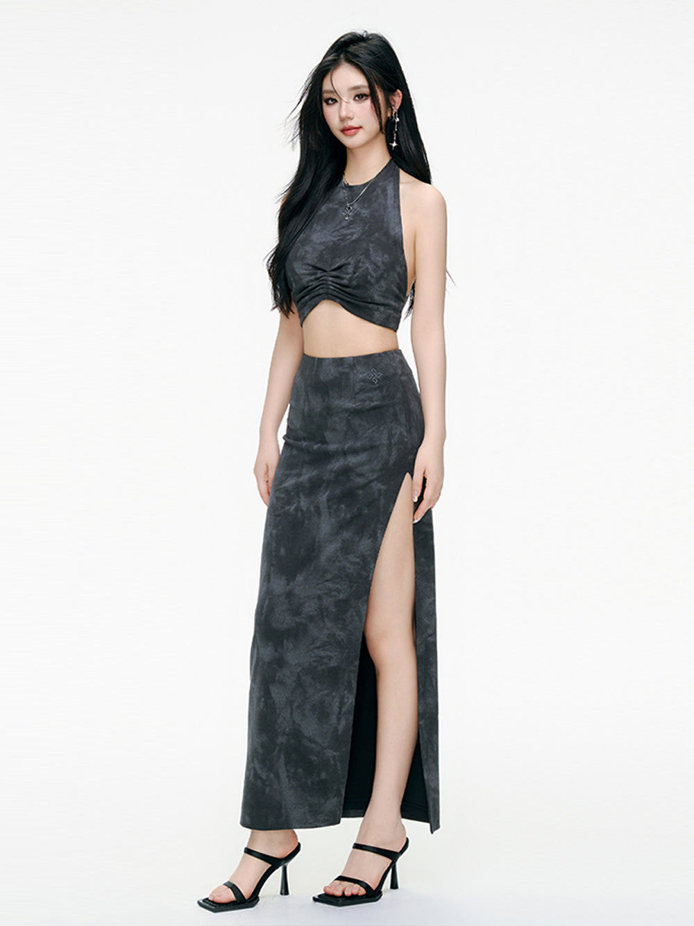 MUKTANK×ARDENCODE Washed-out Knit Halter Spaghetti Strap