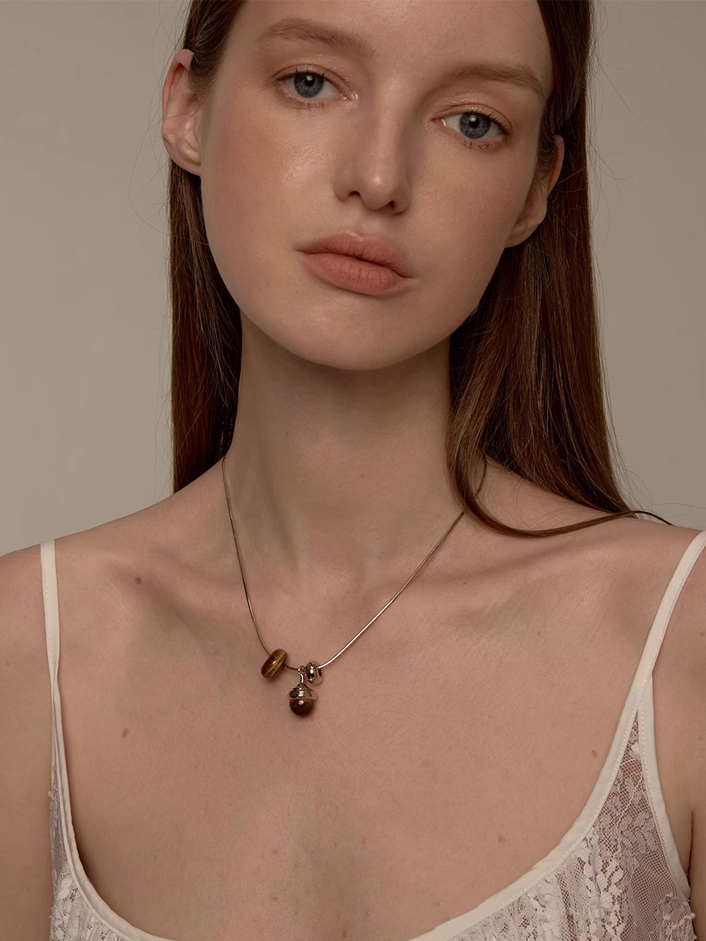 MUKTANK×SUN HUNTER Tiger's Eye Acorn Necklace