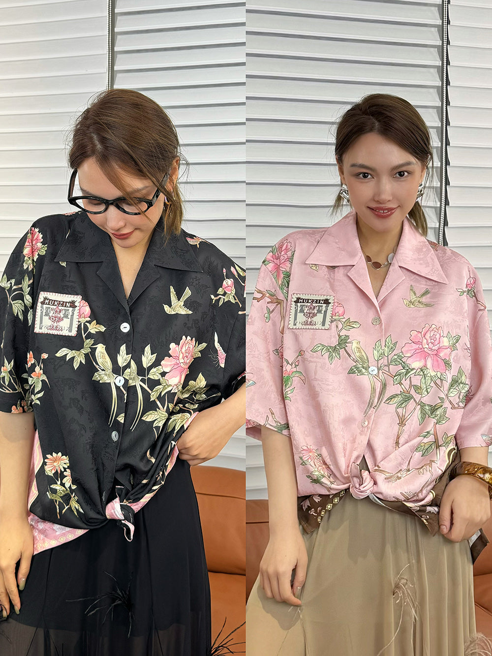 Mukzin“Capsule Collection”New Chinese-Style Printed Short-Sleeved Shirt With A Turned-Up Collar