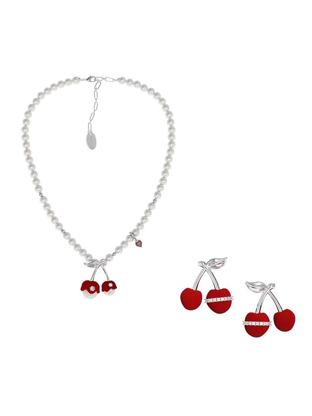 MUKTANK×SUN HUNTER Velvet Cherry Earrings (with Leaves)