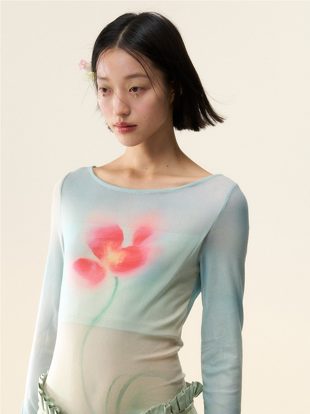 MUKTANK×LOUMUTAKU Dress with Hibiscus Flower Patterns