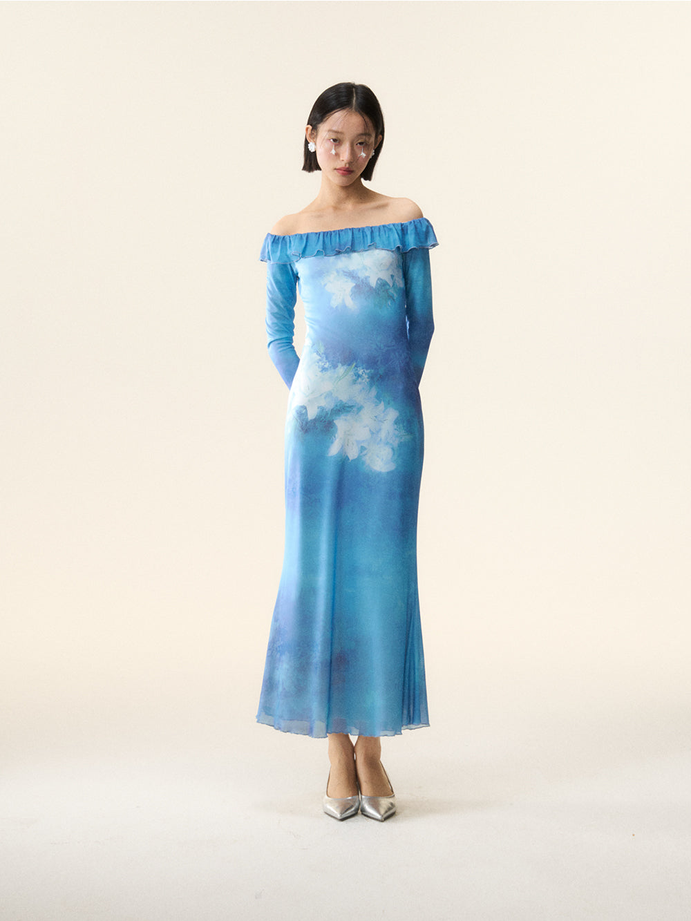MUKTANK×LOUMUTAKU Blue Lily Dress