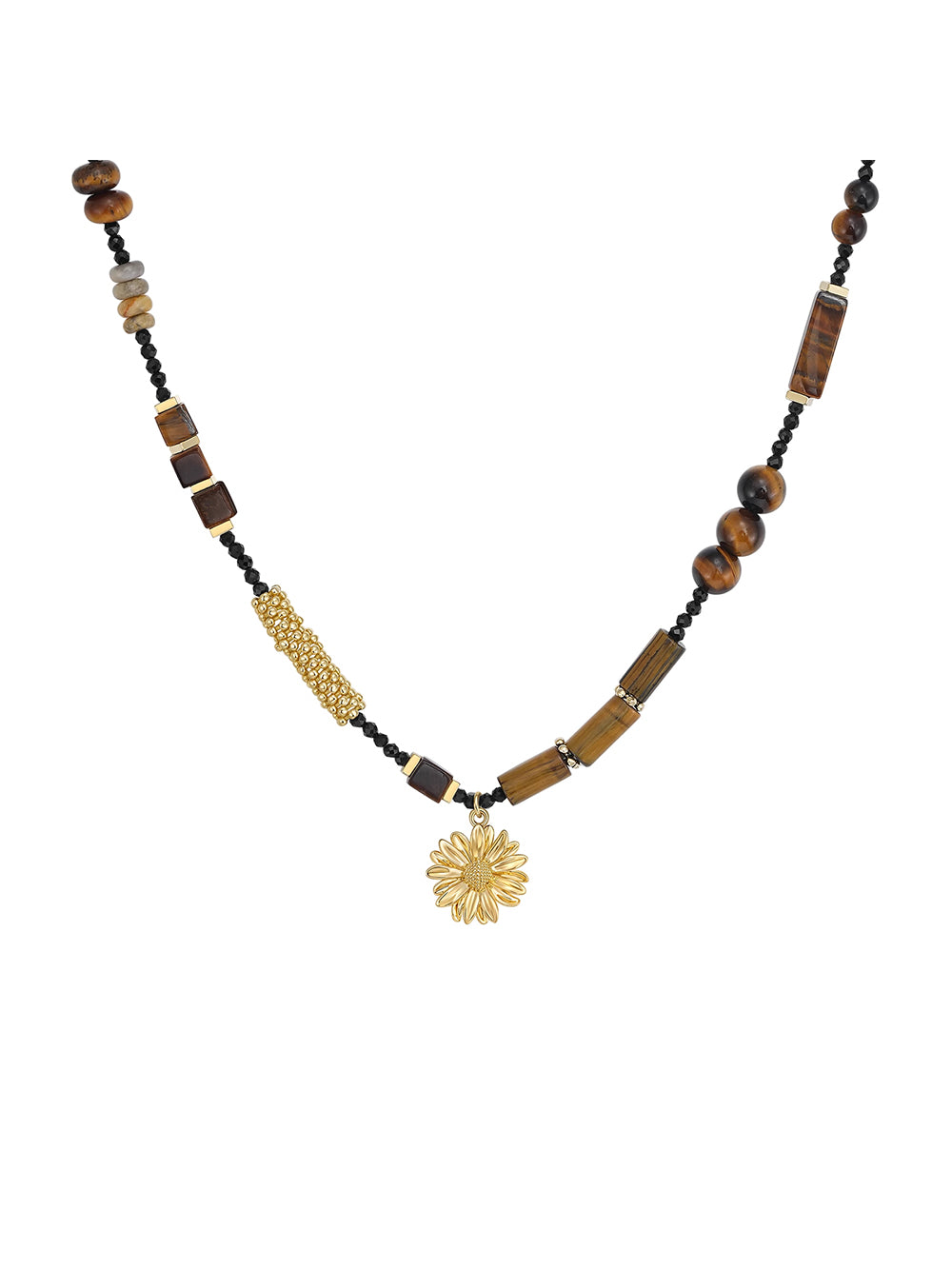 MUKTANK×SUN HUNTER Gerbera and Tiger's Eye Necklace