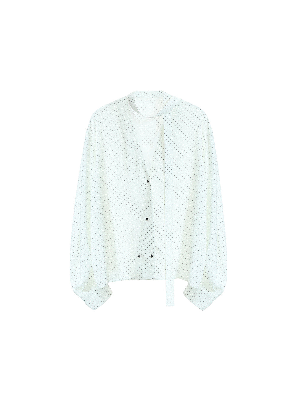 MUKTANK×MODULER Lace-spliced V-neck loose Shirt with Small Polka Dots