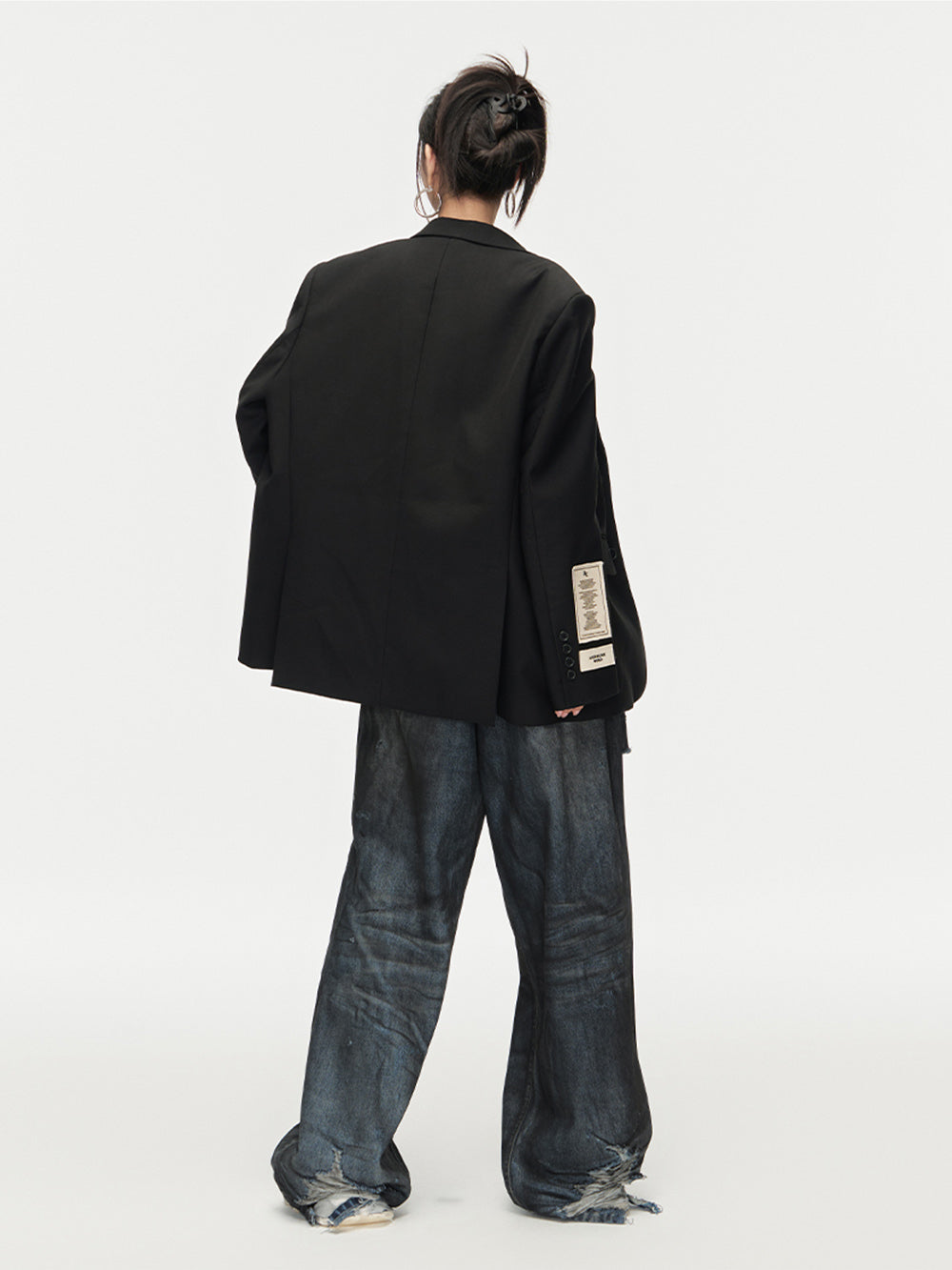 MUKTANK × ARDENCODE Neutral Washed Ripped Loose Wide-leg Jeans Pant