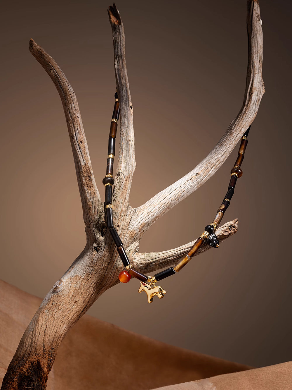 MUKTANK×SUN HUNTER Tiger's Eye Acorn Necklace