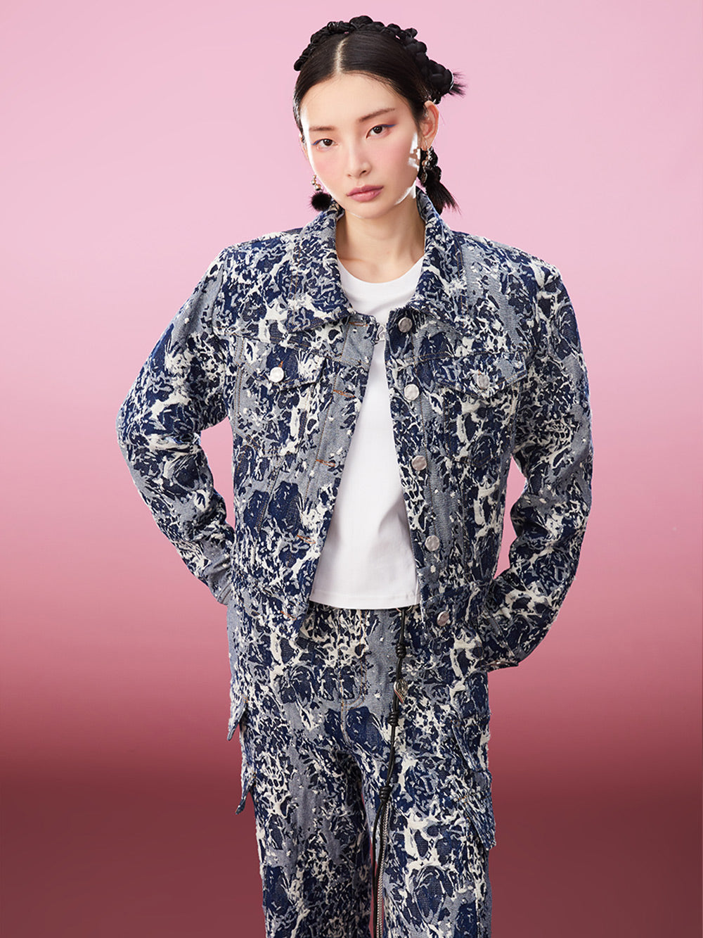 MUKZIN Retro Jacquard Original Slimming Denim Jacket