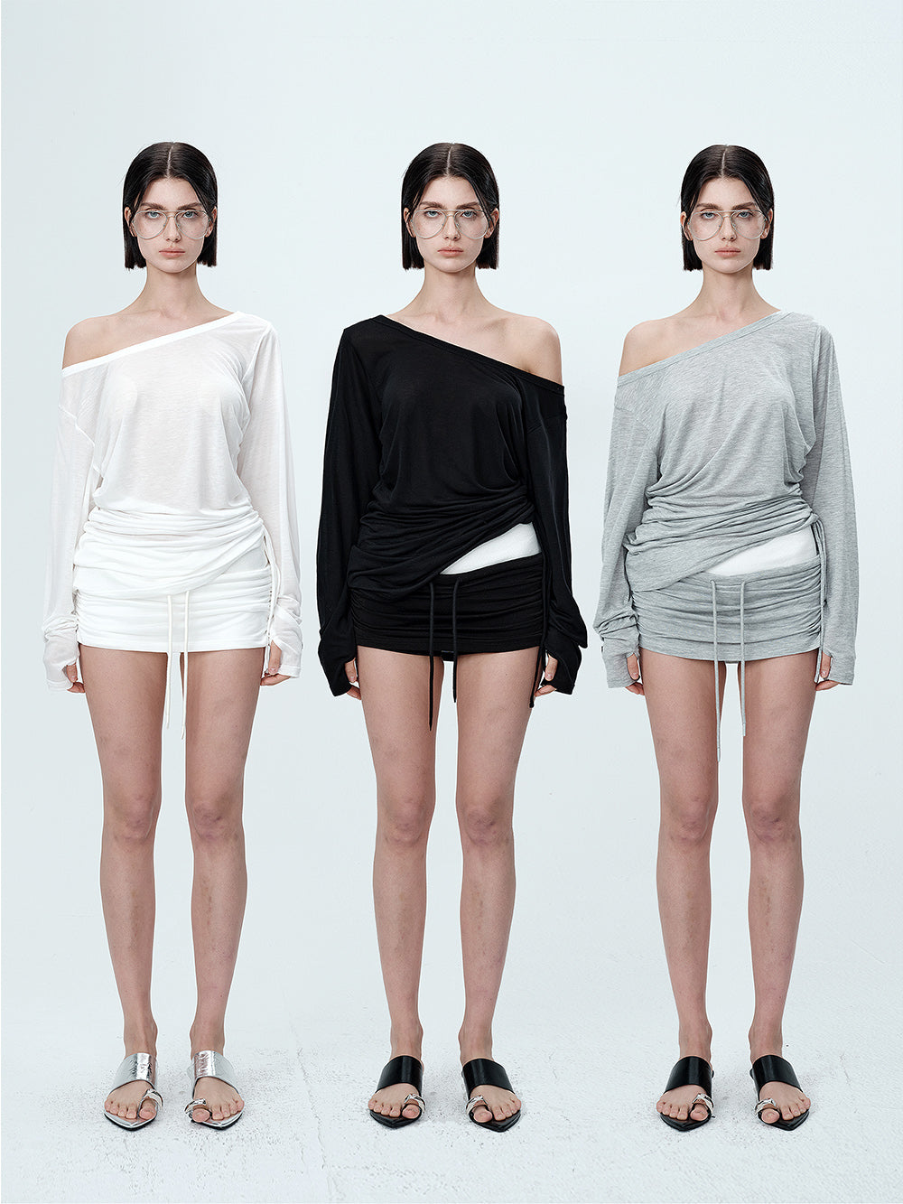MUKTANK×MODULER Mid-low Waisted Tencel Skirt-pants With a Stacked Feel (Anti-sheer Design)