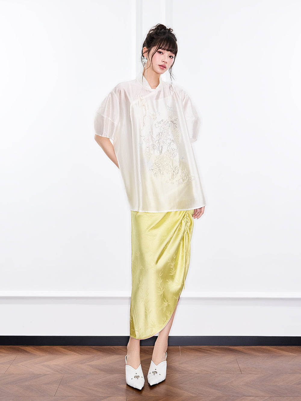 Mukzin "Ode To The New Summer"Short-Sleeved Shirt With New Chinese-Style Frog Buttons On The Placket