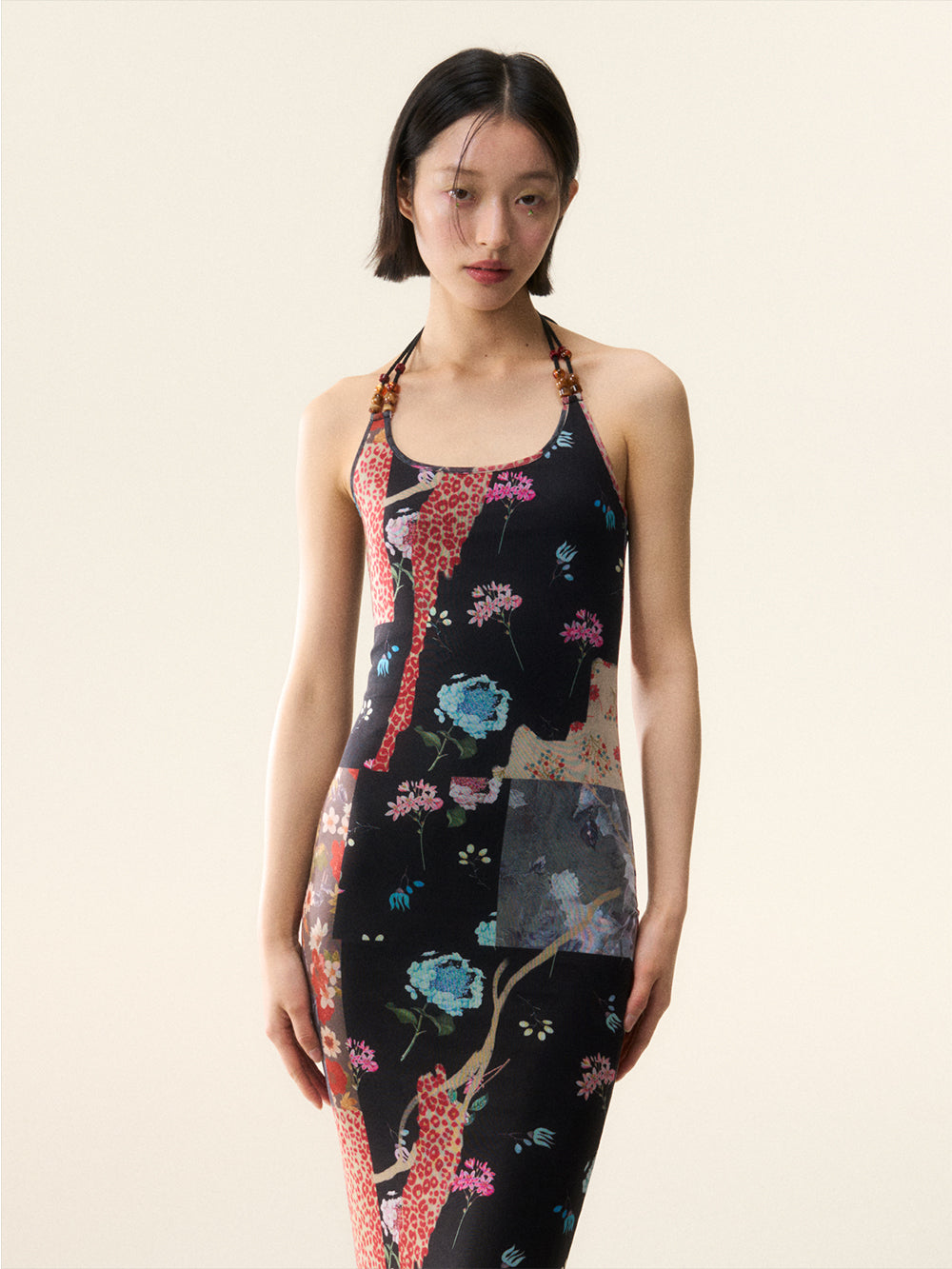 MUKTANK×LOUMUTAKU Chinese-style Beaded Suspender Dress