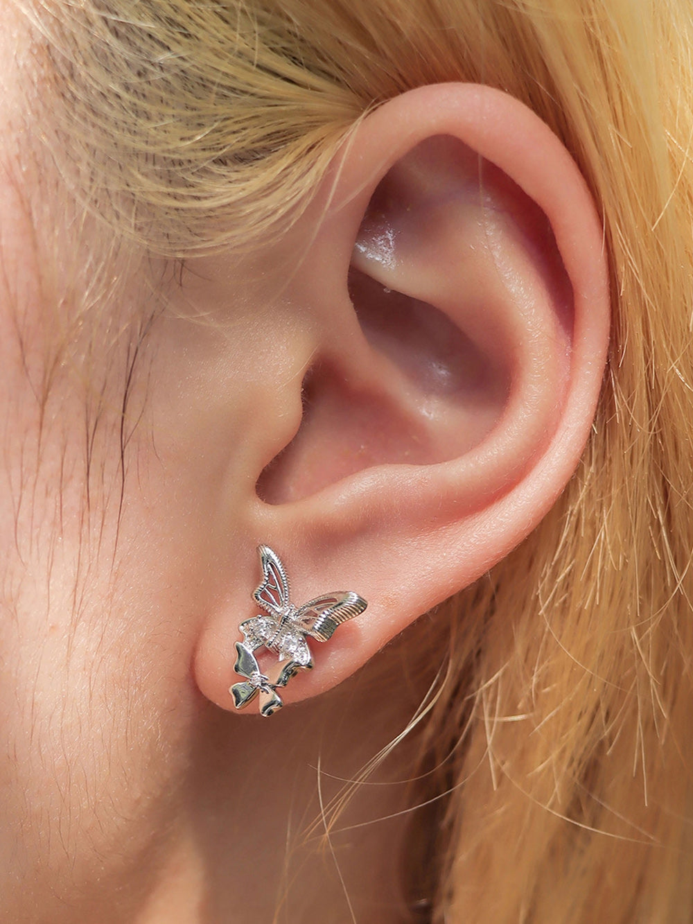 MUKTANK×SUN HUNTER “Emergence”Large & Small Lace Butterfly Earrings