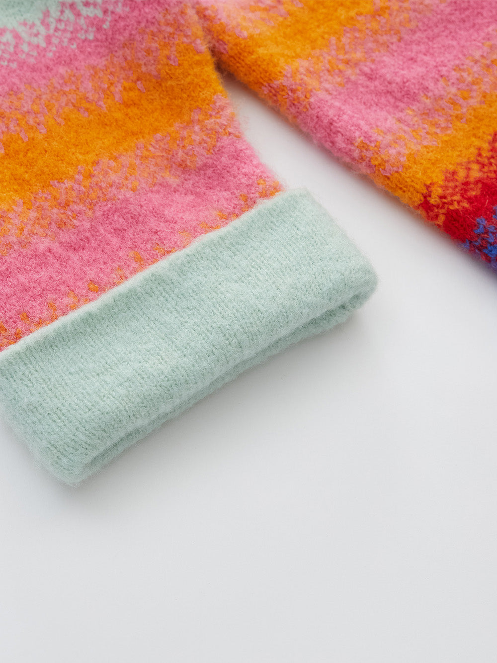 MUKZIN Spring Prelude"Flower Snake Brings Blessings" Rainbow Color-blocking Knitted Hooded Cardigan