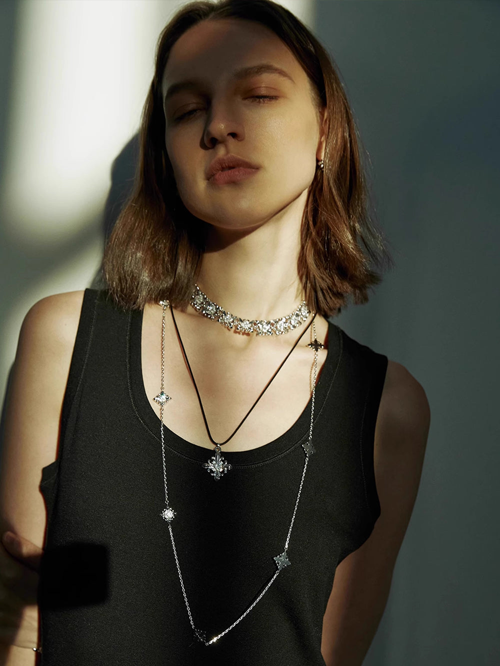 MUKTANK×SUN HUNTER Drawstring Leather Necklace with Iris Design