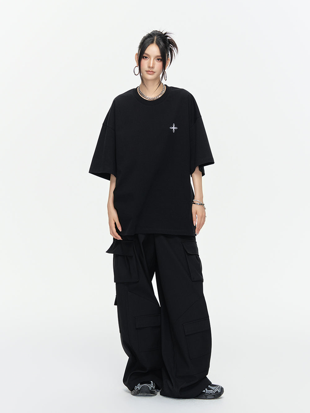 MUKTANK×ARDENCODE Reflective Print Casual 305g Heavyweight Pure Cotton Crewneck Unisex Short-Sleeved Loose T-Shirt