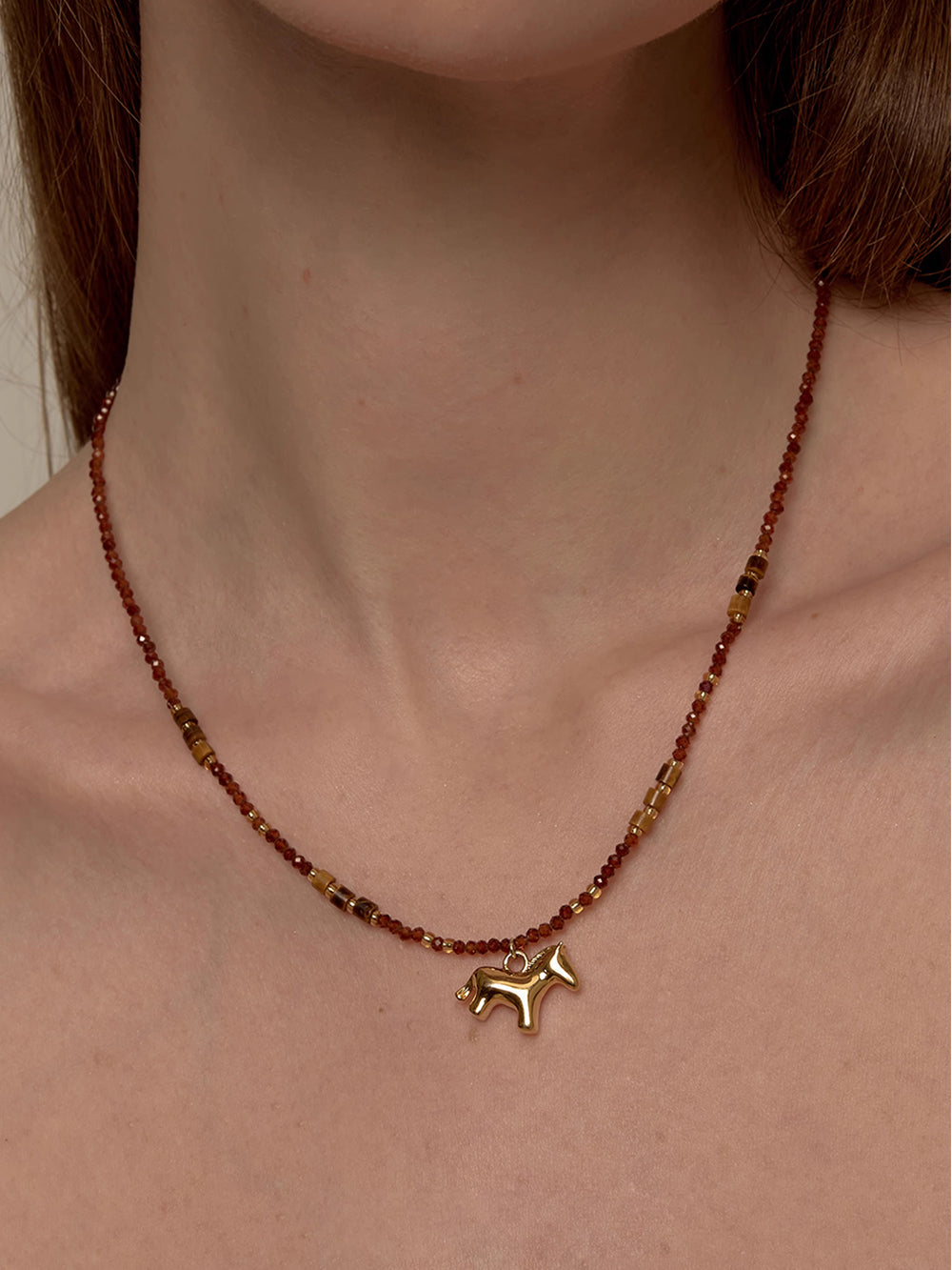 MUKTANK×SUN HUNTER Tiger's Eye Pony Necklace