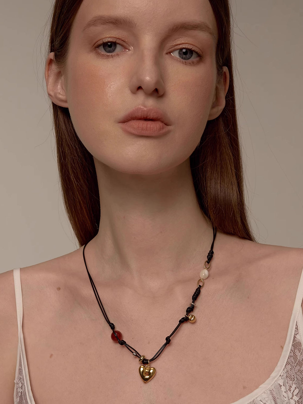 MUKTANK×SUN HUNTER Heart-shaped Braided Rope Necklace