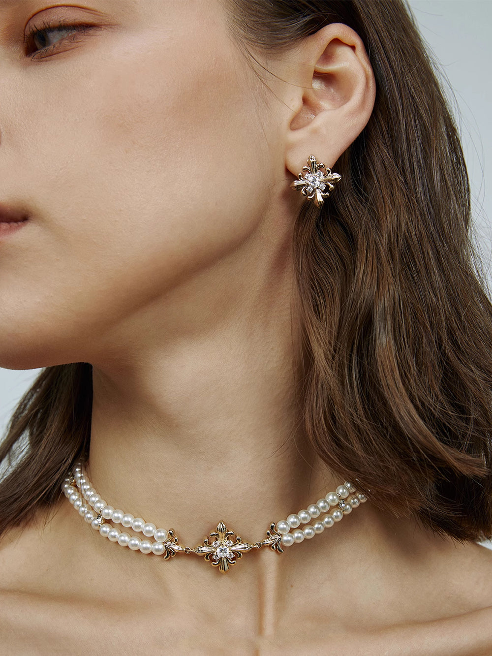 MUKTANK×SUN HUNTER Iris-themed Pearl Neck Chain