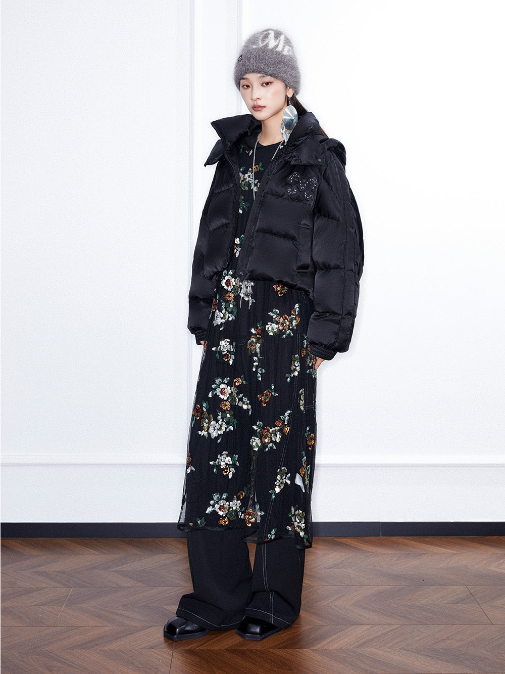 MUKZIN Linglong "Flowers Playing with Shadows"Chinese-style Color-Blocked Shirt Cotton Jacket.
