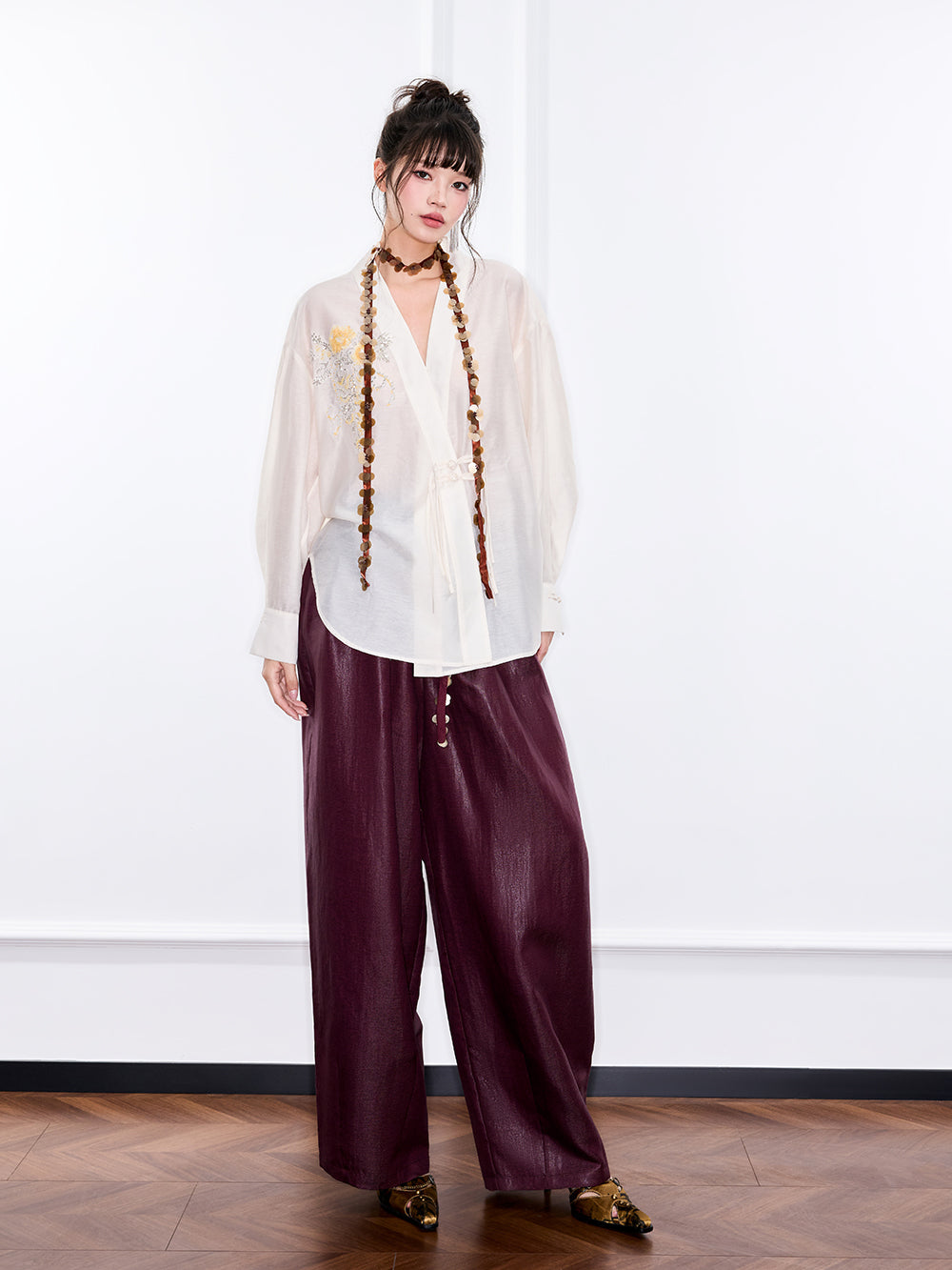 MUKZIN "Ode to the New Summer"Neo - Chinese Style Embroidered White Shirt