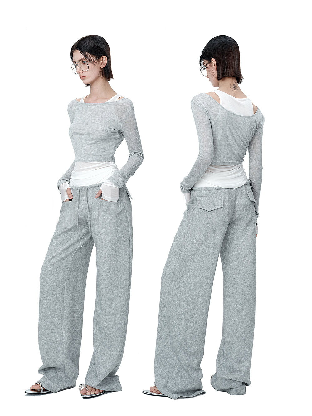 MUKTANK×MODULER Tencel Fake Two-piece Knitted Top with Contrasting Colors and a Slim Fit