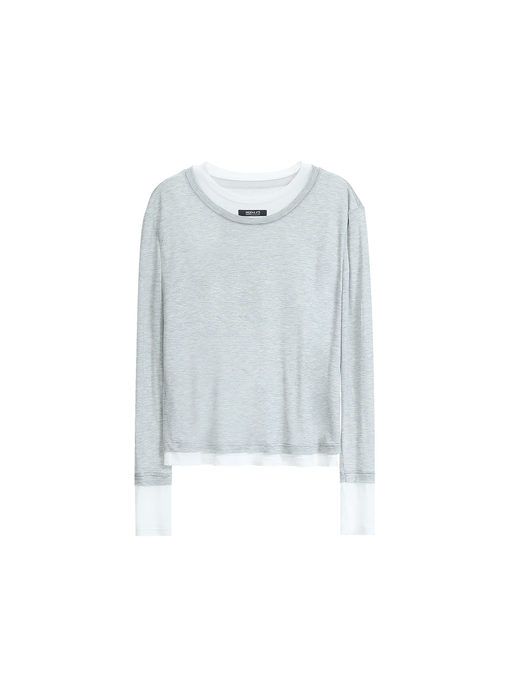 MUKTANK×MODULER Tencel fake two-piece Splicing Loose T-shirt Knitted Top