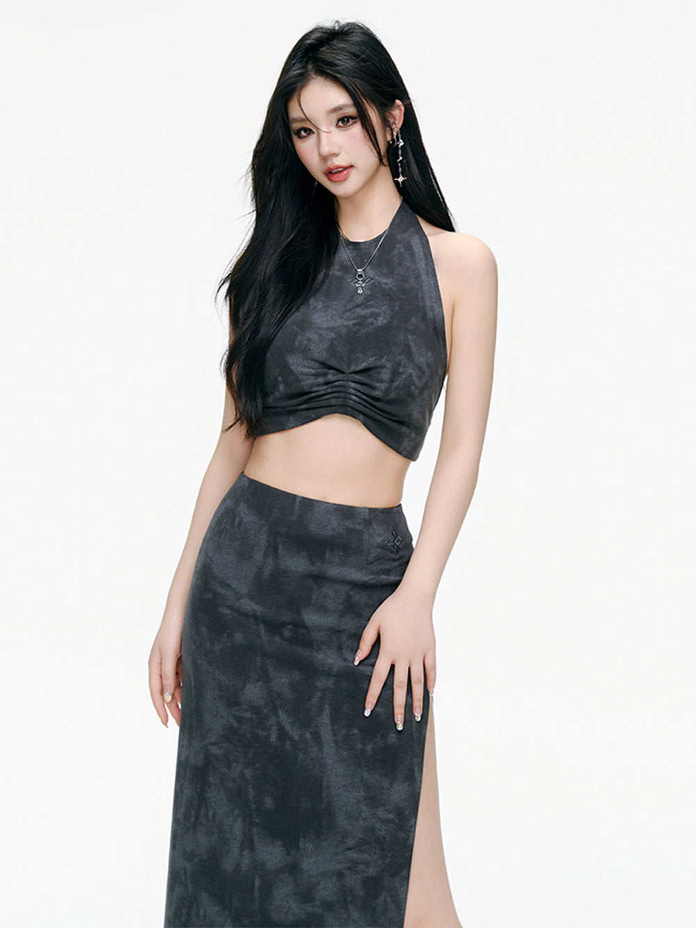 MUKTANK×ARDENCODE Washed-out Knit Halter Spaghetti Strap