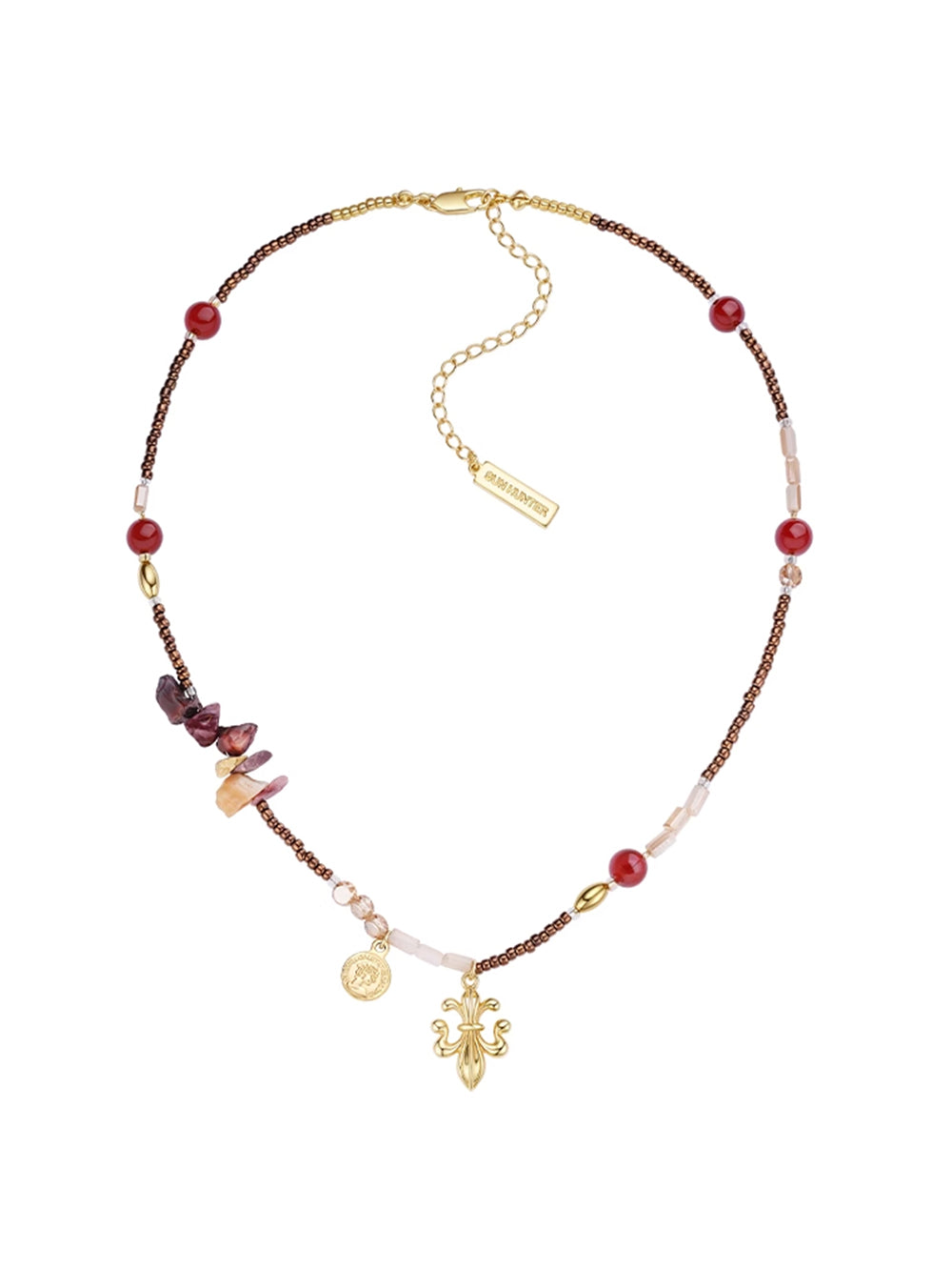 MUKTANK×SUN HUNTER Iris and Red Agate Necklace