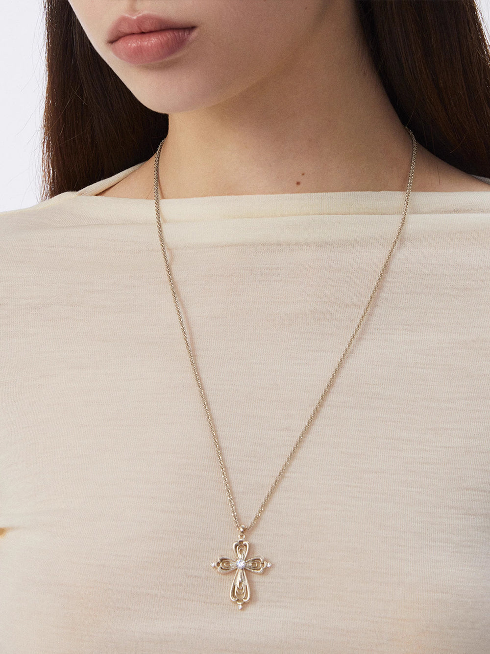 MUKTANK×SUN Oversized lace cross long chain