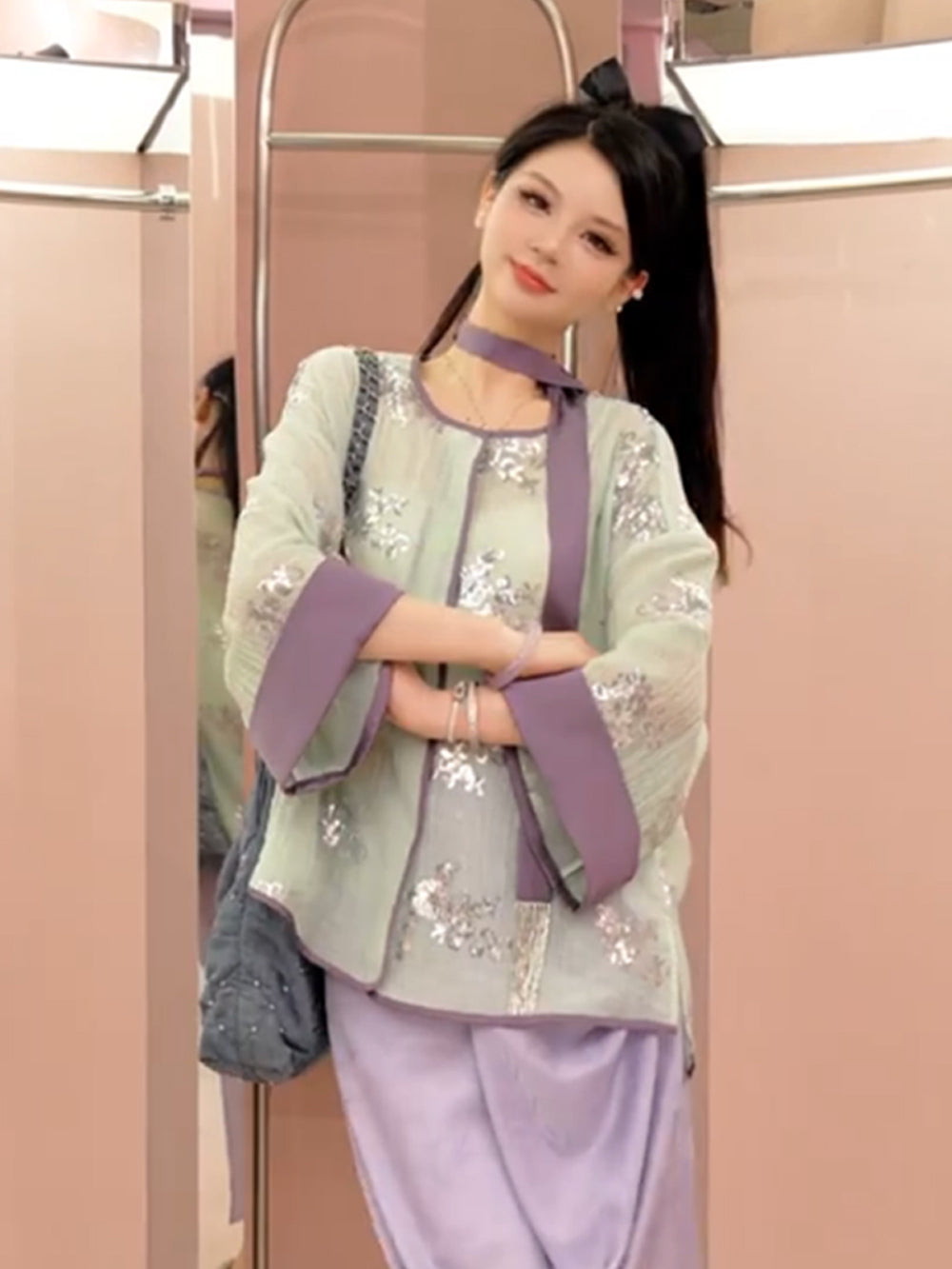 MUKZIN“Capsule Collection”Matcha Green Neo-Chinese Style Cardigan