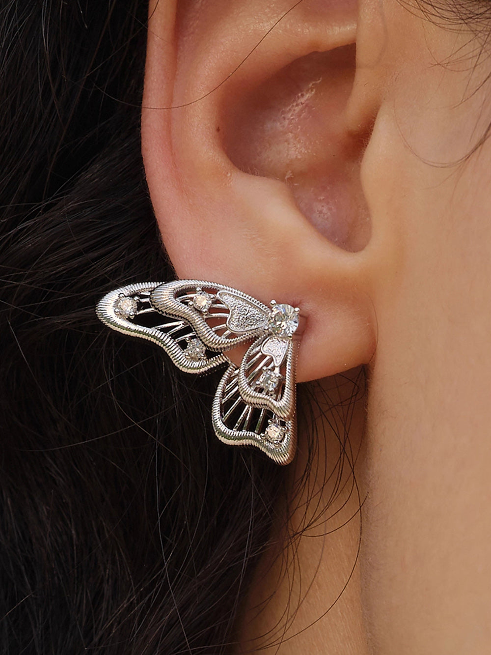 MUKTANK×SUN HUNTER “Emergence”Lace Butterfly Multi - Way Stud Earrings