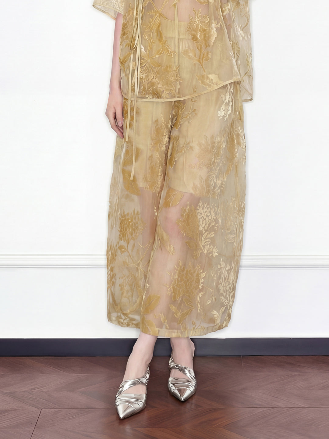 MUKZIN "Capsule Collection" New Chinese Style Embroidered Mulberry Silk Organza Pant Set