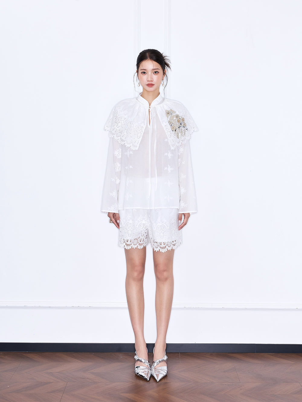 MUKZIN×Capsule Collection New Chinese-style embroidered loose lace shirt