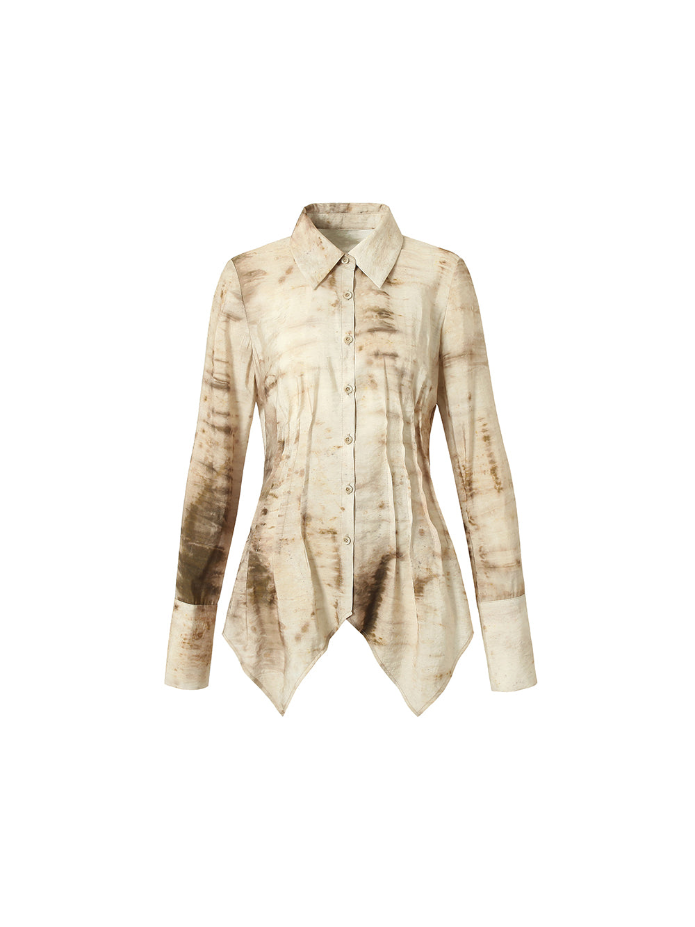 MUKTANK×LOUMUTAKU Top and Midi Skirt of Khaki Tie-dye Suit