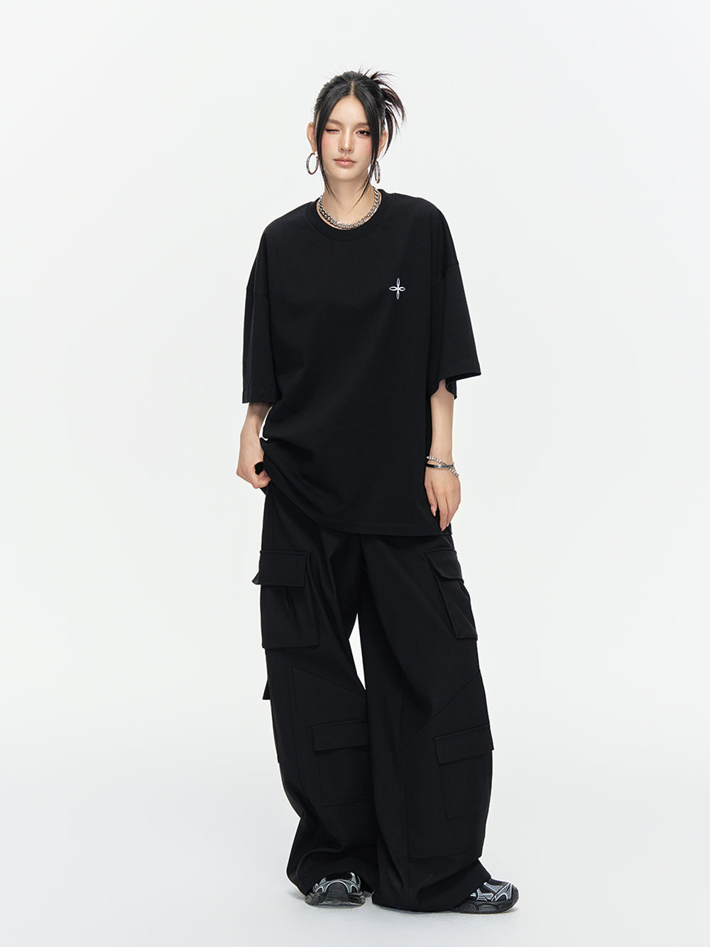 MUKTANK×ARDENCODE Reflective Print Casual 305g Heavyweight Pure Cotton Crewneck Unisex Short-Sleeved Loose T-Shirt