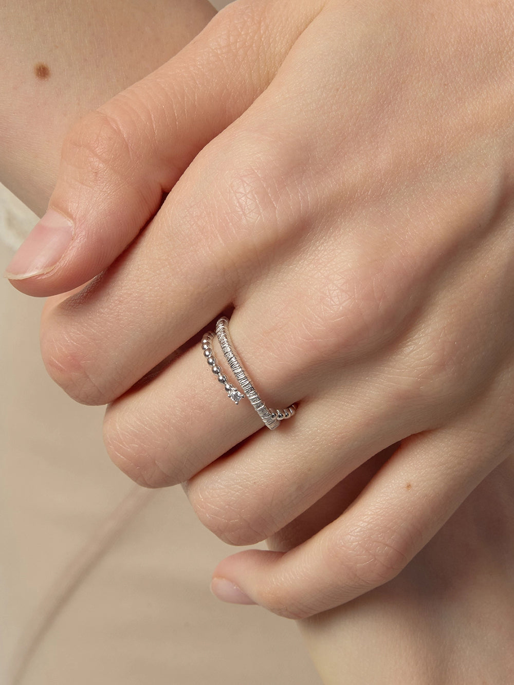 MUKTANK×SUN HUNTER Cross Wire-Wrapped Ring - S925 Silver