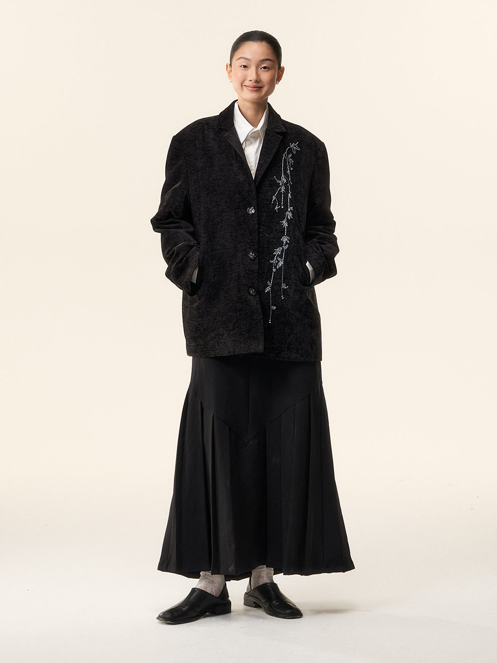 MUKTANK×LOUMUTAKU Beaded Embroidery Branch-Patterned Blazer