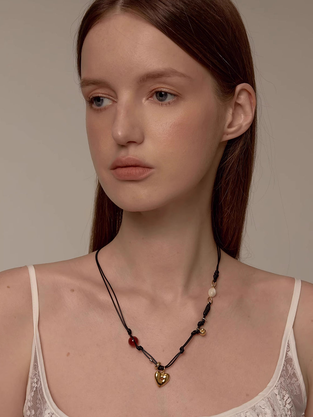 MUKTANK×SUN HUNTER Heart-shaped Braided Rope Necklace