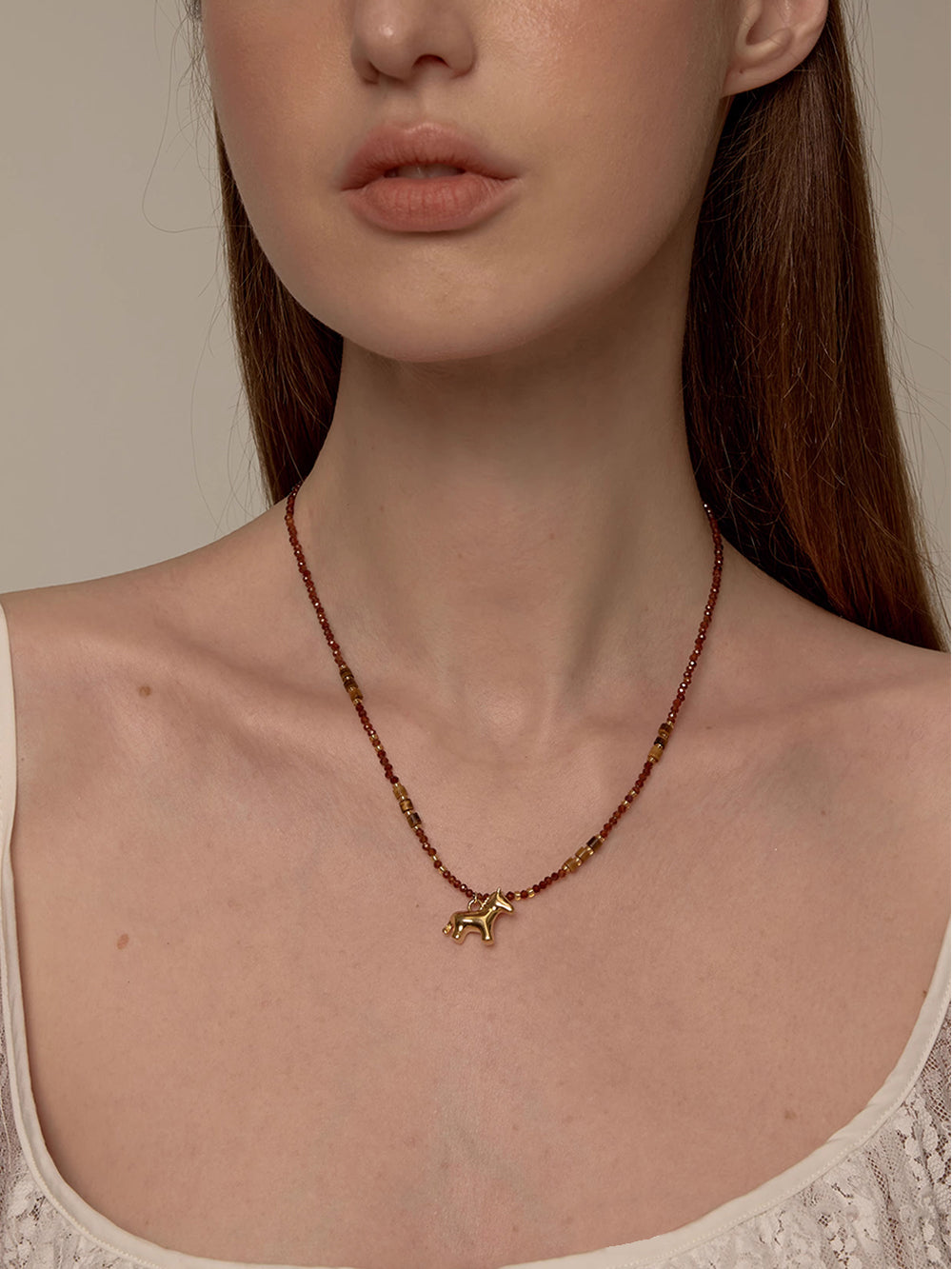 MUKTANK×SUN HUNTER Tiger's Eye Pony Necklace