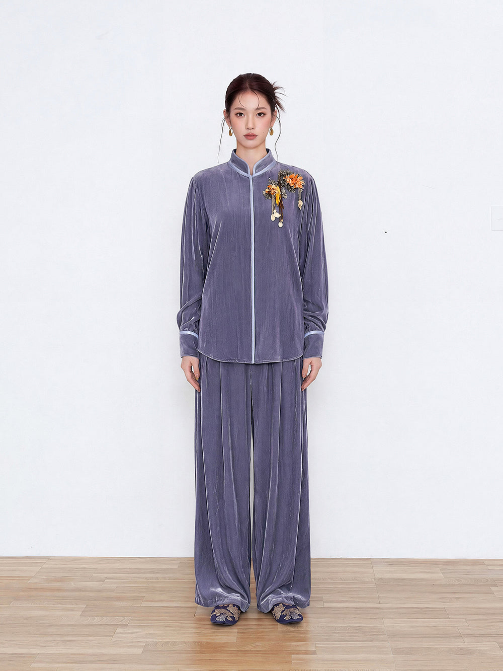MUKZIN×Capsule Collection New Chinese-Style Silk Velvet Trouser Set