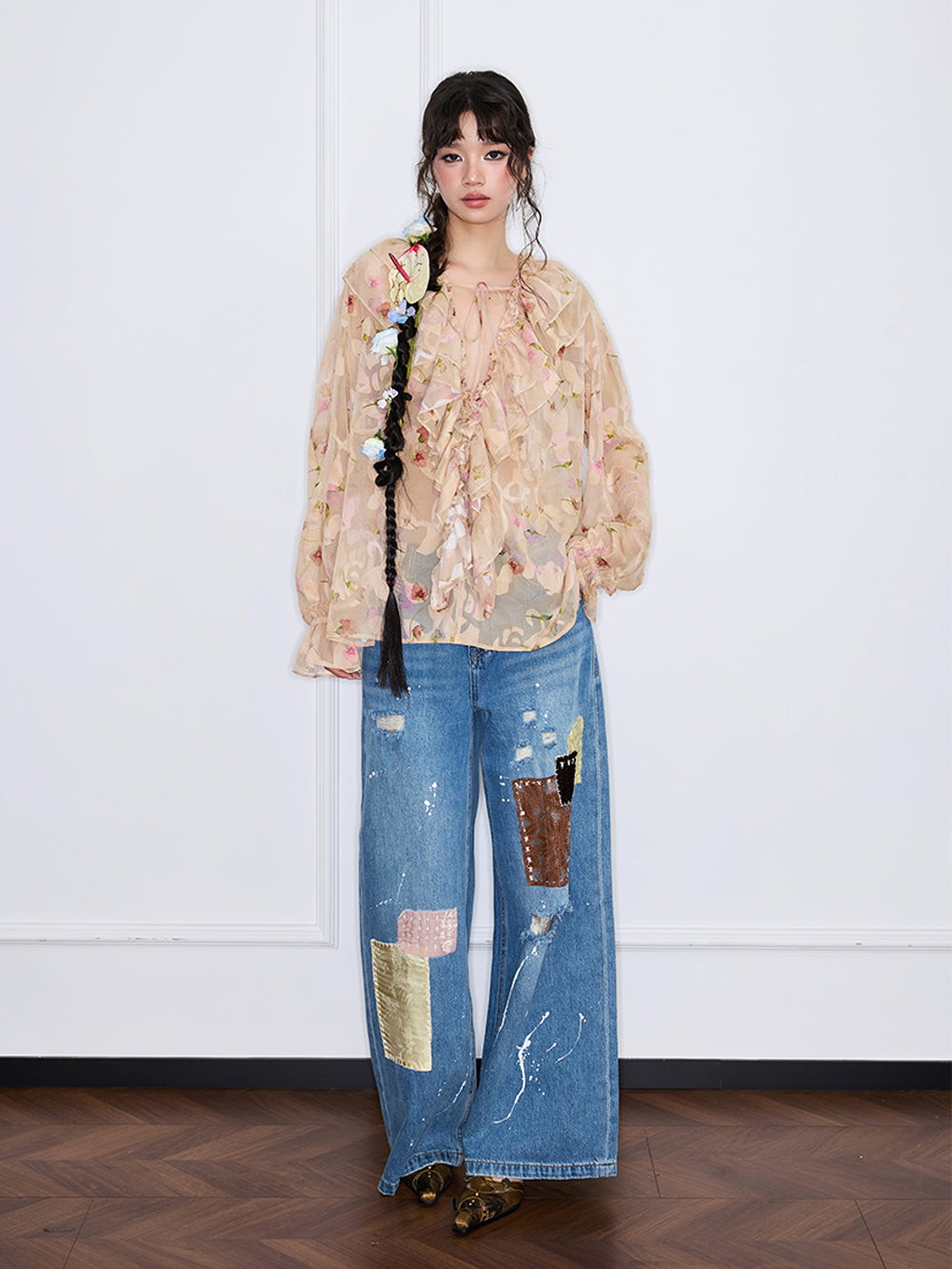 MUKZIN“Capsule Collection”Neo-Chinese style vintage long lightweight shirt