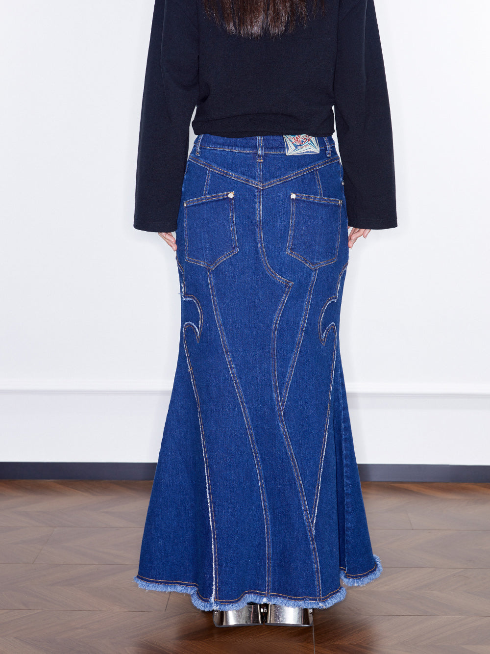 MUKZIN Linglong "Fengqi" Washed Denim Skirt