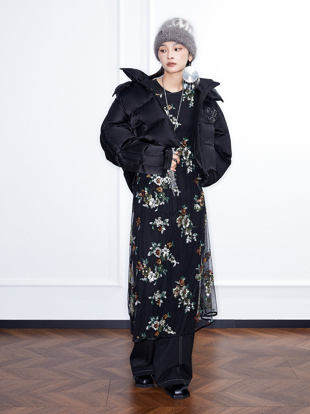 MUKZIN Linglong "Flowers Playing with Shadows"Chinese-style Color-Blocked Shirt Cotton Jacket.