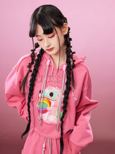 MUKZIN  Pink Cute Embroidered Campus Style Sweatshirt