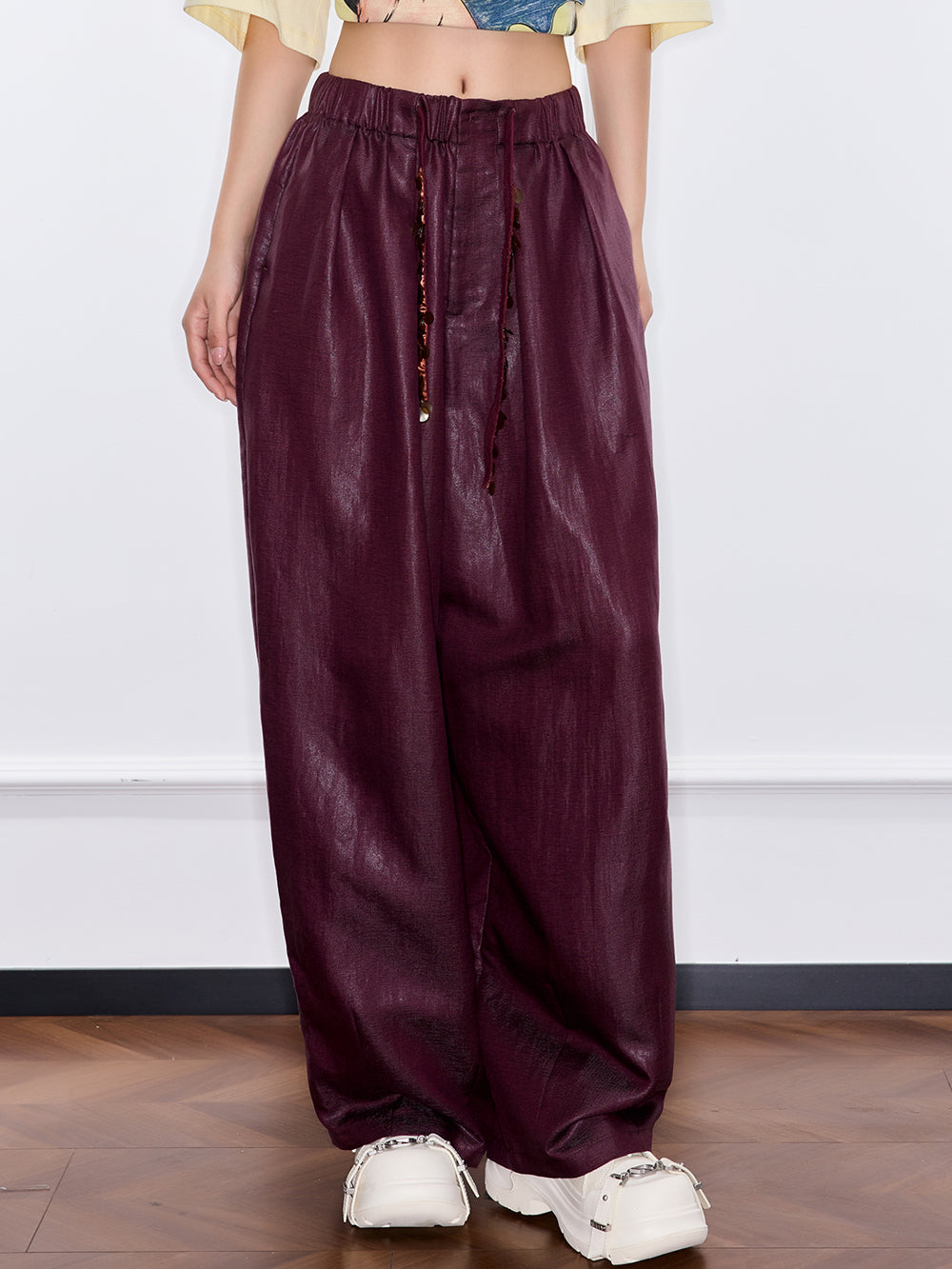 MUKZIN "Ode to the New Summer"Burgundy - colored Wide - leg Pants