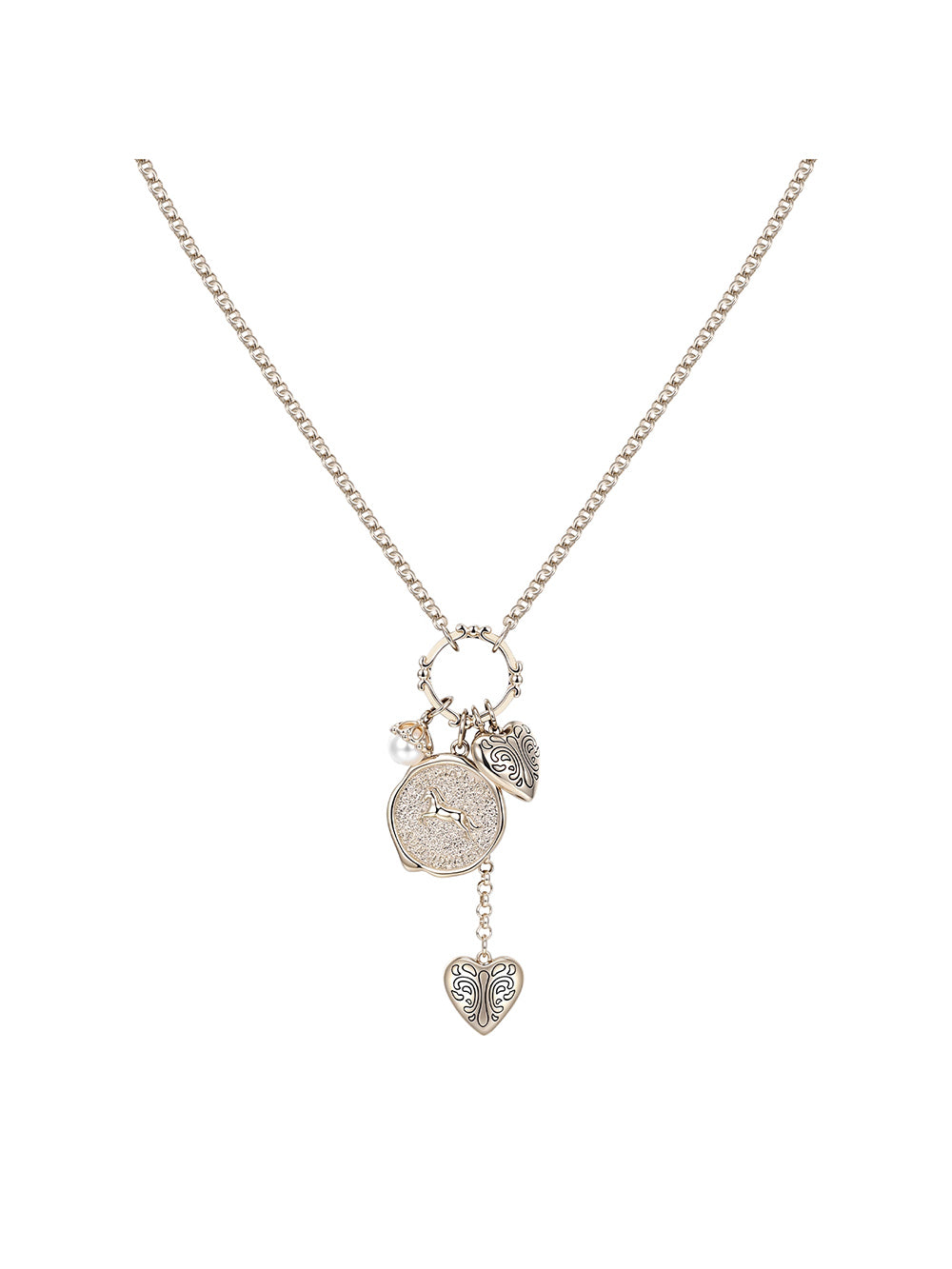 MUKTANK×SUN HUNTER Short Intricate Heart Coin Necklace