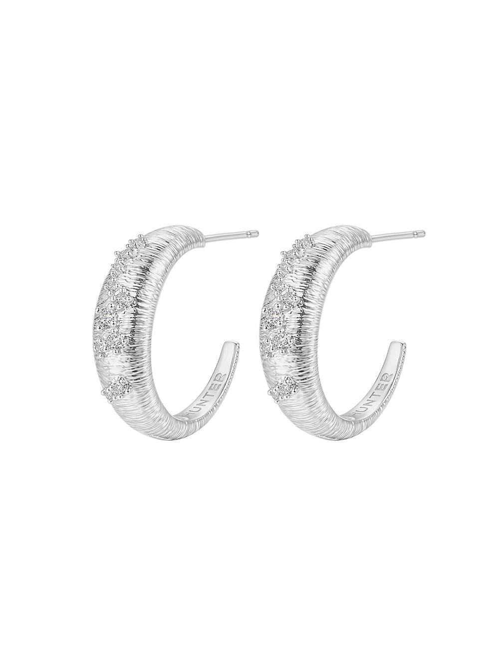 MUKTANK×SUN HUNTER 2mm Diameter C-Hoop Brushed Earrings