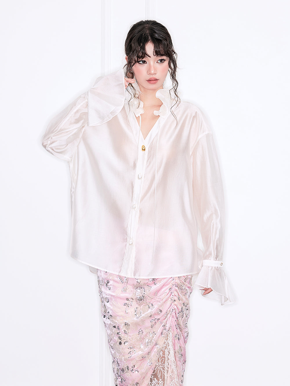 MUKZIN“Realm of Ethereal Mist”Tencel Soft - Light Pearl White Shirt