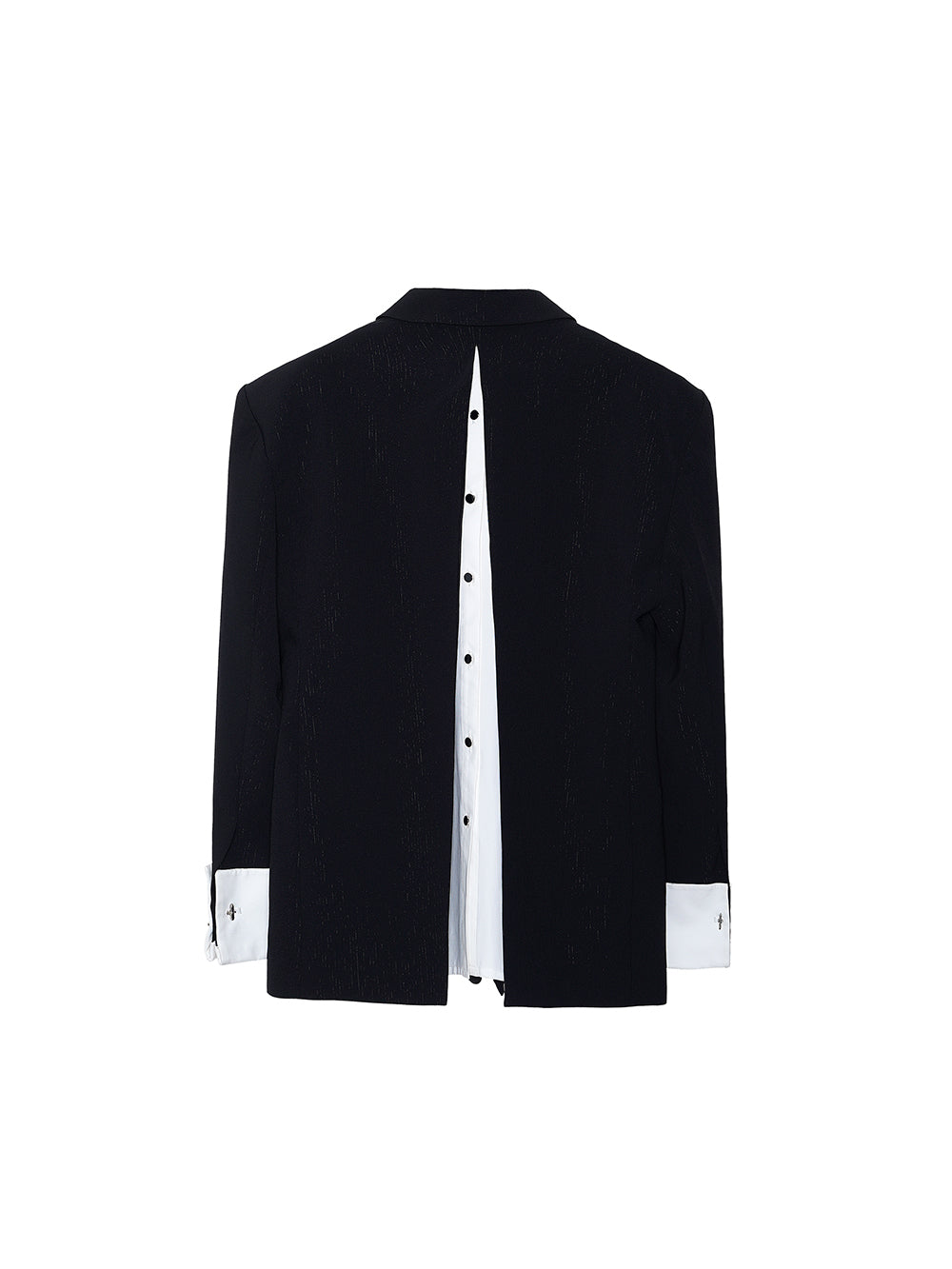 MUKTANK×MODULER Back Slit Patchwork Faux Two-Piece Turn-Down Sleeve Blazer
