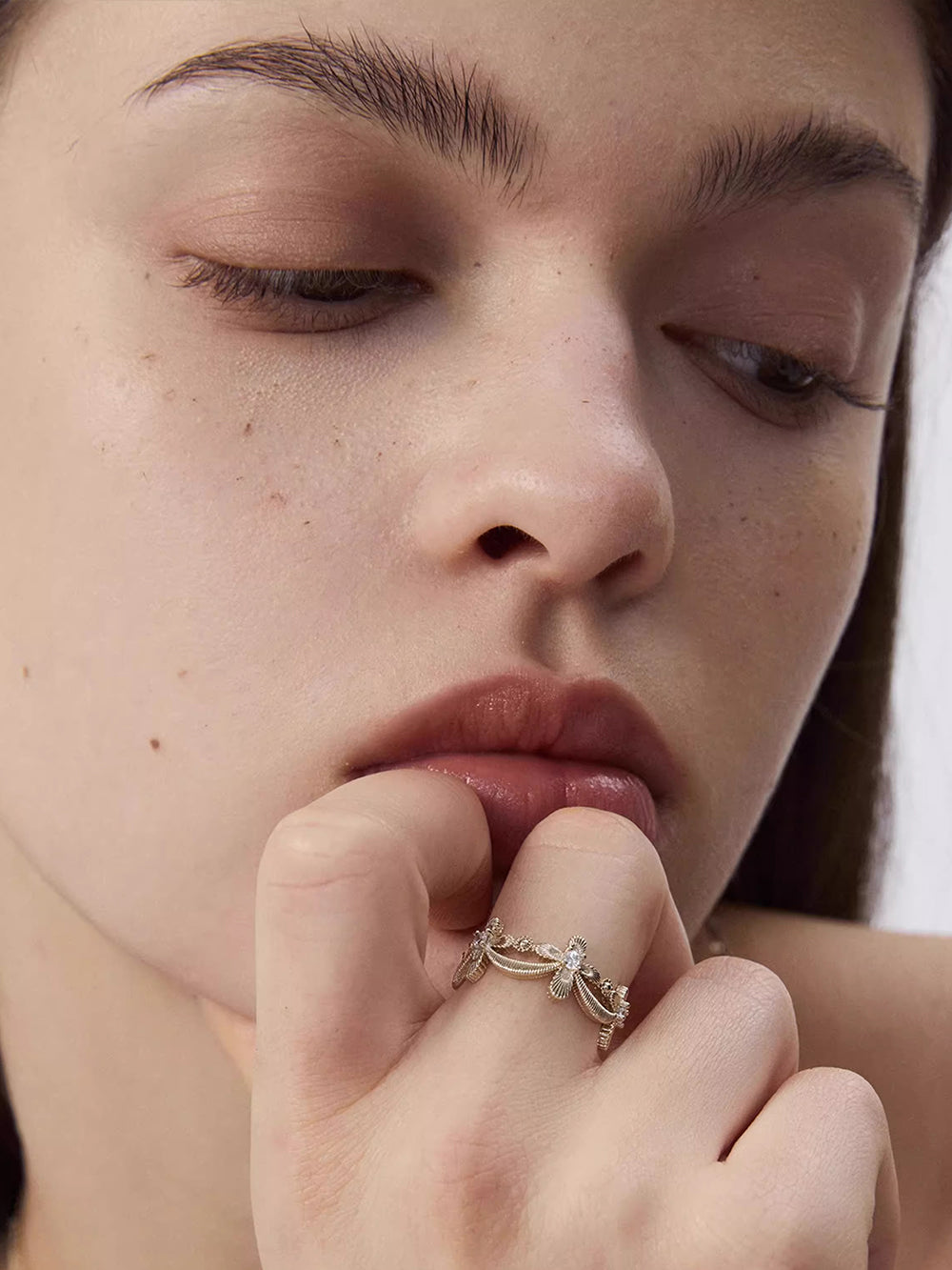 MUKTANK×SUN HUNTER Lace cross full-circle ring