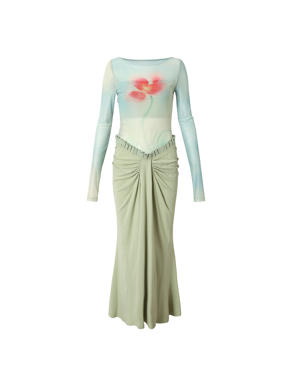 MUKTANK×LOUMUTAKU Dress with Hibiscus Flower Patterns